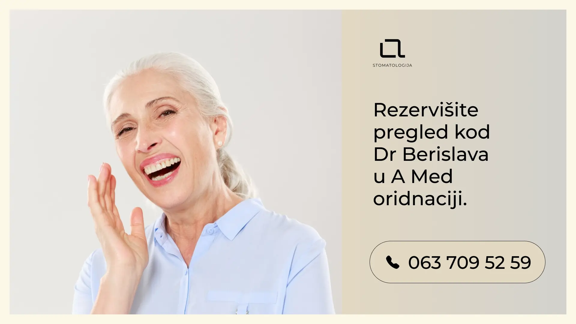 Zadovoljan pacijent sa zubnom protezom bez nepca nakon terapije u A Med ordinaciji